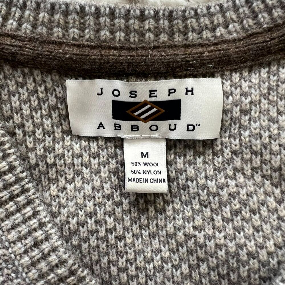 Joseph Abboud Gray Waffle Knit Long Sleeve Wool Nylon Sweater Size Medium - Picture 8 of 10